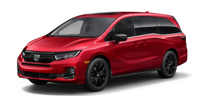 3/4 front side view of red Odyssey on white space.