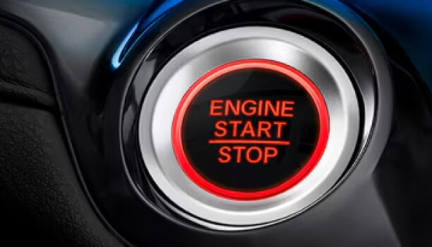 Closeup of engine start button.