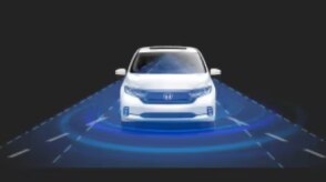 Front view of Odyssey. Blue sensor waves and lines emit from the front.