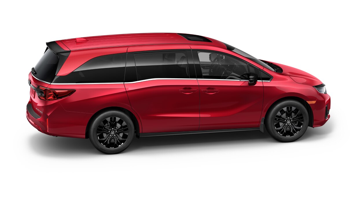 3/4 bird’s eye side view of red Odyssey on white space.