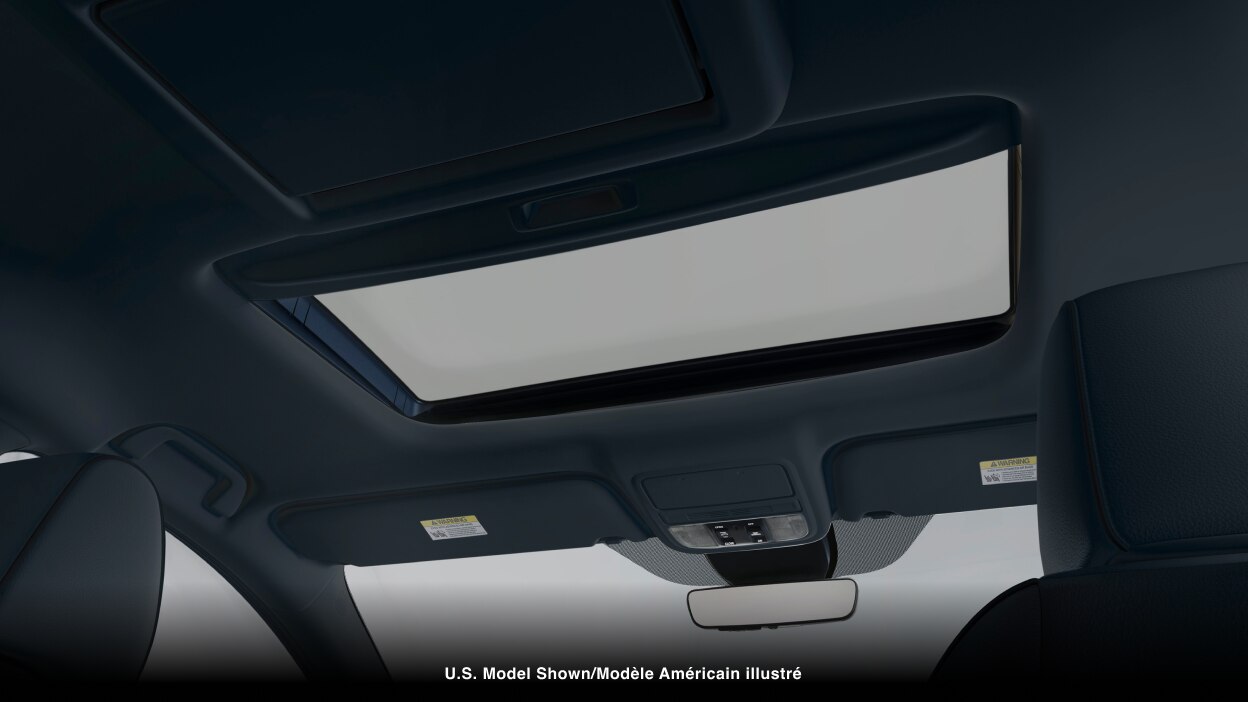 Interior worm’s eye view of moonroof.