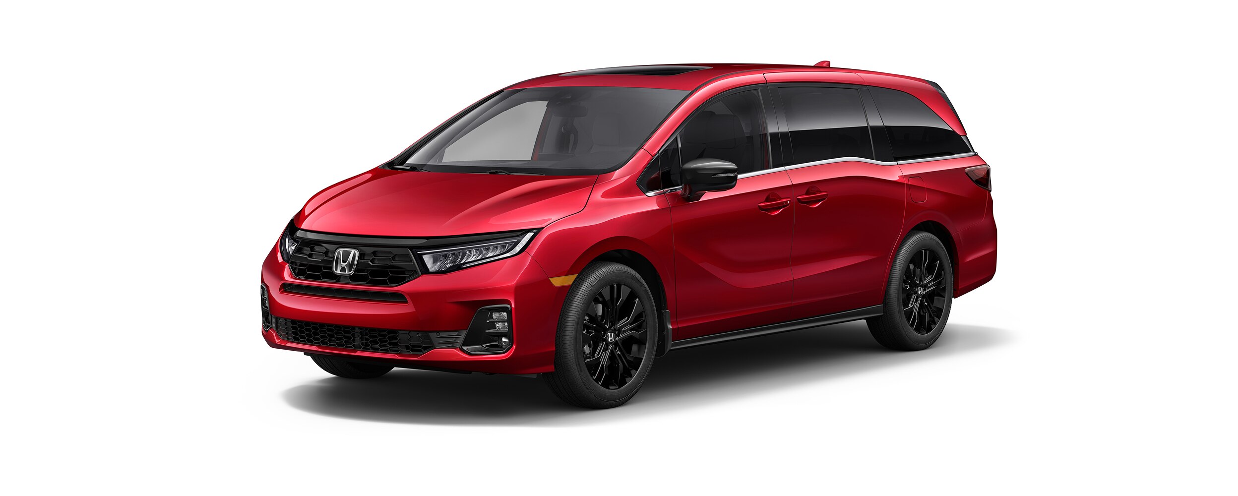 3/4 front side view of red Odyssey on white space.