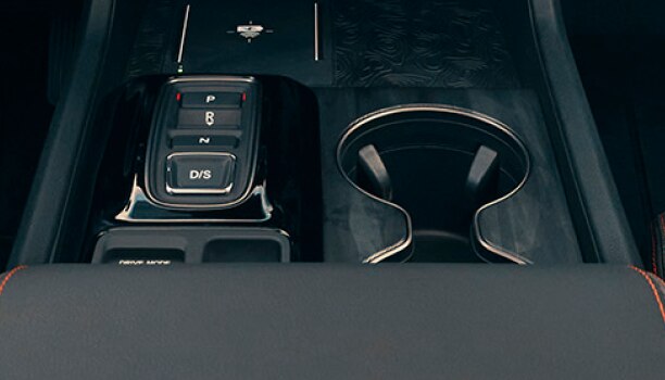 Interior closeup of cup holder 