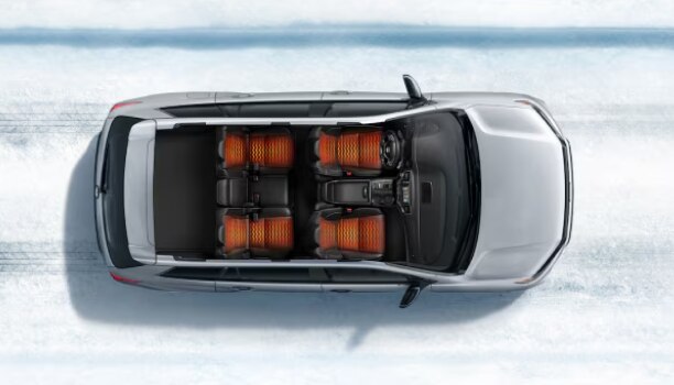 Bird’s eye view of Passport, showing heat maps on the seats.