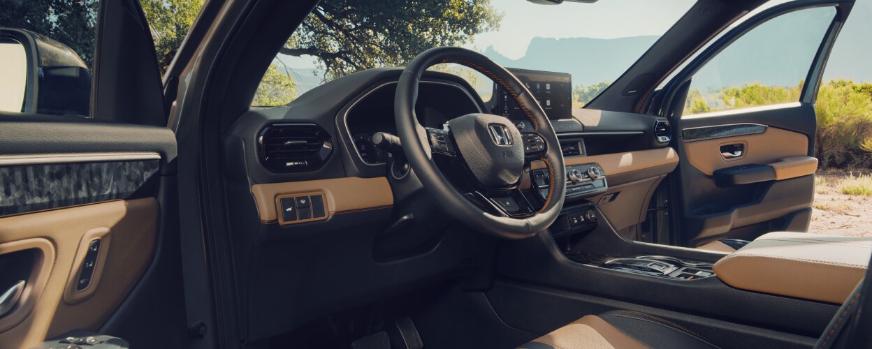 Closeup of interior cabing through an open door. 