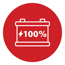 Icon of a clipboard with a battery. 